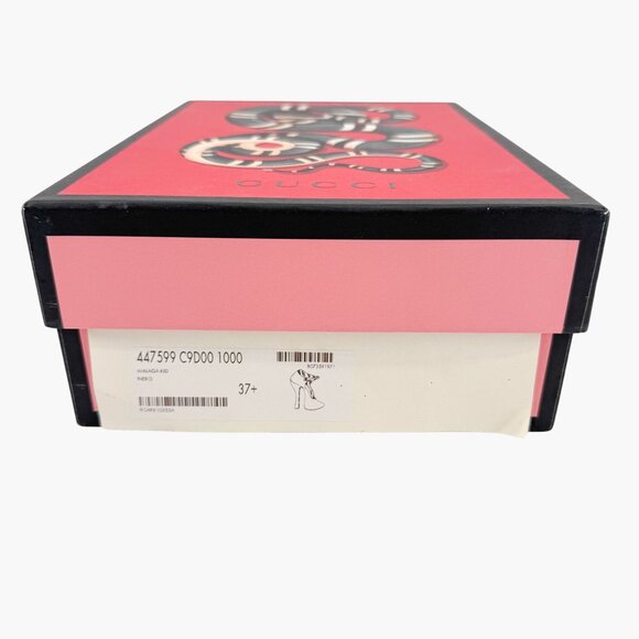 Gucci Lesley Mary Jane Pumps Size 37.5  US 7.5 Black Leather High Heel GG Pearl - Picture 15 of 15